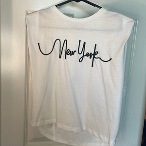 Zara padded shoulder tee New York